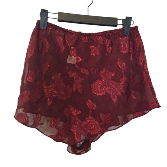 Vintage 90s sheer floral deep red lingerie pajama set size medium - Picture 6 of 11